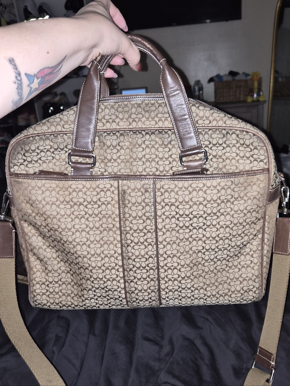 Coach Brown Signature Canvas Laptop Briefcase